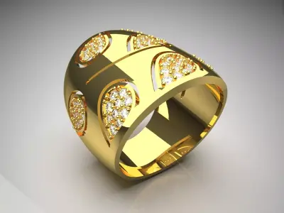 Luxury yellow gold ring with diamond model jr00120 3D print model