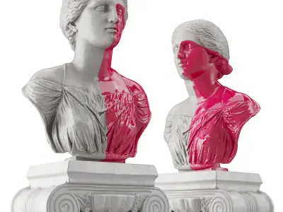 Golden half woman bust 3D model