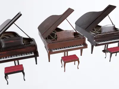 Grand Piano Low-poly 3D model