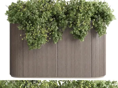 wooden box plants on stand - set indoor 383 marble box vase Low-poly 3D model