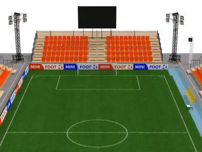 Mini Football Stadium Low-poly 3D model