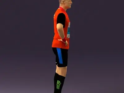 Man in red runner uniform 0916 3D model