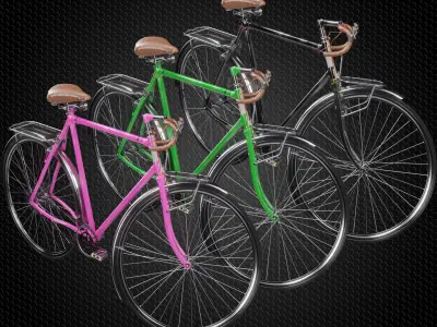 High Detail Rigged Bicycle Fully Customizable 3D model
