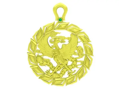 Luxury Phoenix Round Pendant Jewelry Design  4032 3D print model