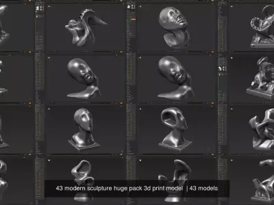 43 modern sculpture huge pack 3d print model  3D Model Collection