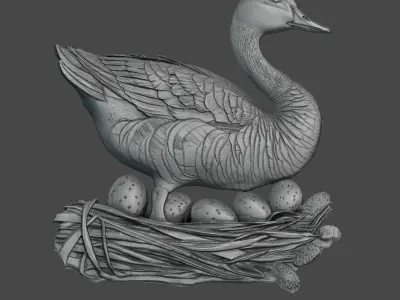 Duck on Nest Relief for CNC and 3D Printing 3D print model
