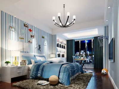 Light luxury children room 3D model