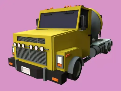 Lowpoly Concrete Mixer Truck Low-poly 3D model