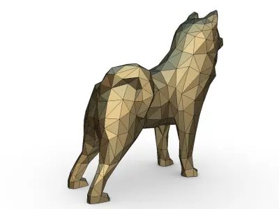 akita inu low poly 3D print model