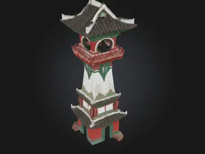 Pagoda Clock Tower  Eastern Elegance Meets Timeless Design 3D model