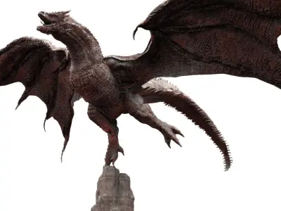Dark Dragon Killgharrah with Cliff Model stand 3D model