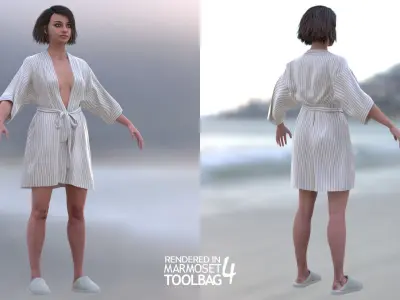 Woman - Bathrobe - Modular - Rigged Low-poly 3D model