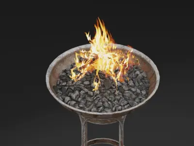Ancient Fire Torch Low-poly 3D model