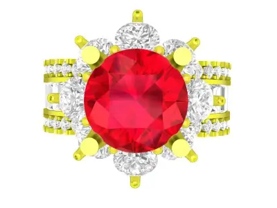 A7123 Hongkong Style Luxury Baguette Diamond Women Fashion Ring 3D print model