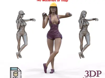 N2 woman Mechanic or construction worker 3D print model