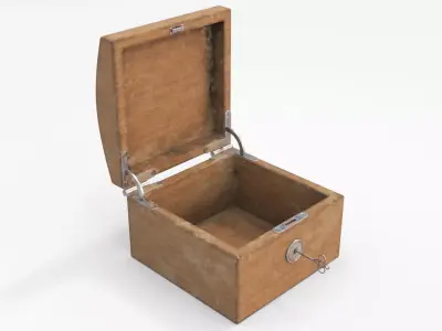 chest open wooden box Low-poly 3D model