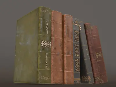 Old Book Collection Low-poly 3D model