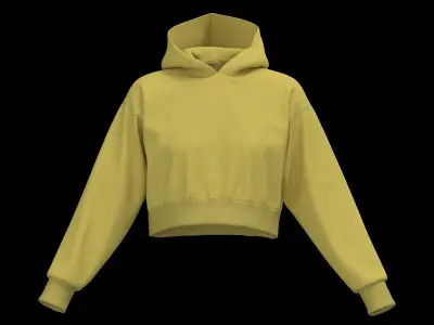 Female crop hoodie 3D model