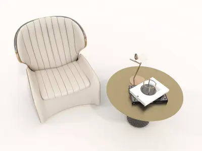 Modern Coffee Table and Armchair Set 37 3D model