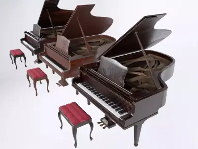 Grand Piano Low-poly 3D model