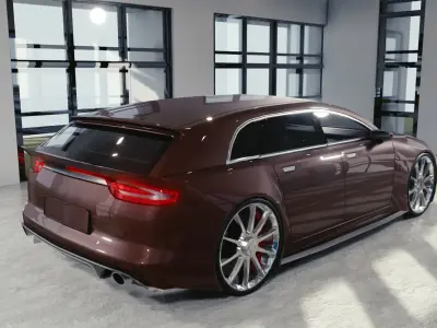 BLENDER EEVEE Brandless Small 4 door hatchback Low-poly 3D model