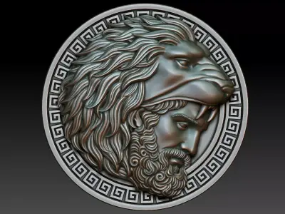 Hercules coin with head of lion 3D print model