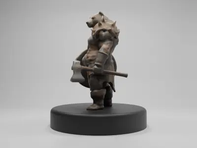 Epic Bear Warrior 3D Model  Fantasy Game-Ready Asset Low-poly 3D model