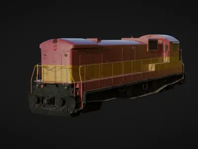 Locomotive train engine Low-poly 3D model