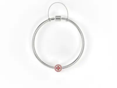 Rounded Charm with Hearts and Gems 3D print model