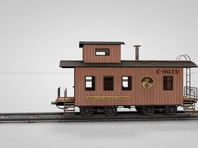Western Caboose Wagon 3D model