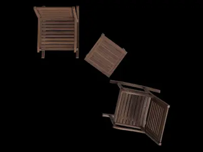 Acacia Wood Rocking Chair And Table Set 3D model