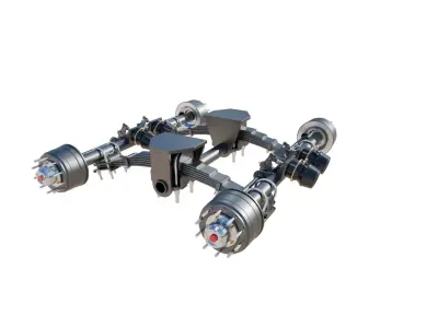 Truck Trailer Single Point Suspension System Heavy Duty 3D Model Low-poly 3D model