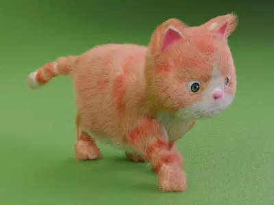 Rigged Cat Animated Low-poly 3D model