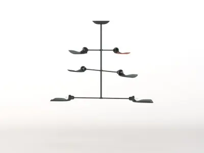 Fin Pendant Chandelier with Bulb 3D model