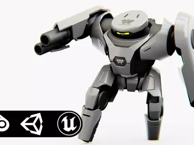 COMBAT DROID X-250 Rigged for Unreal Engine - Unity - MIXAMO  3D model
