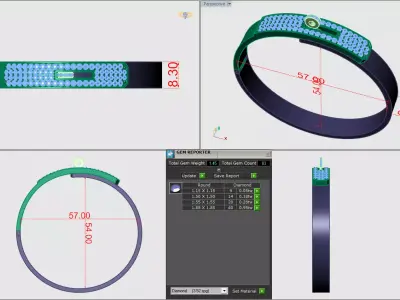 4 Bracelets top modeling  3D print model