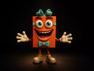 Cute 3D Gift Box Character Fun Cartoon Style Figurine 3D print model
