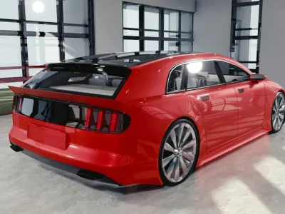 BLENDER EEVEE Brandless Small 4 door hatchback Low-poly 3D model