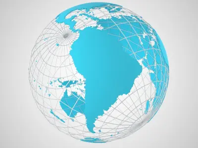 Globe News Skeleton Cyan 3D model