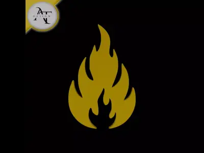 Simple Flame Symbol - 2D Art Free 3D print model 20