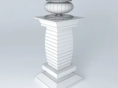 Candlestick wooden pedestal with vase on top Free 3D model