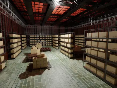 Warehouse Interior Low-poly 3D model