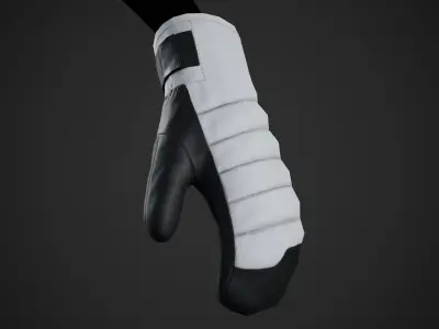 White And Black Snowboard Gloves Low-poly 3D model