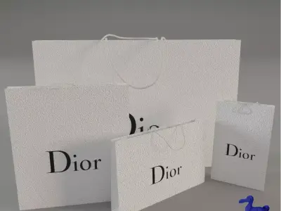 Dior Shopping Bag - Luxury 3D Packaging Model Low-poly 3D model