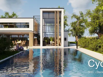 Modern villa 2021 Blender Eevee and Cycles 2 Low-poly 3D model