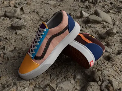 VansVaultOld Skool Multicolor Shoes Low-poly 3D model