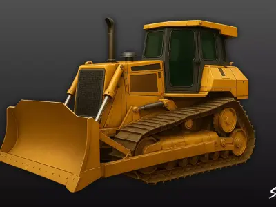 Bulldozer Low-poly 3D model