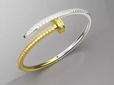 Two-tone diamond studded bangle model bg0045 3D print model