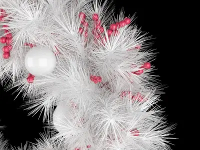 3D model of white christmas wreath 3D model