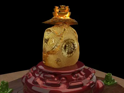 Chinese money bag  with yuan bao 3D model